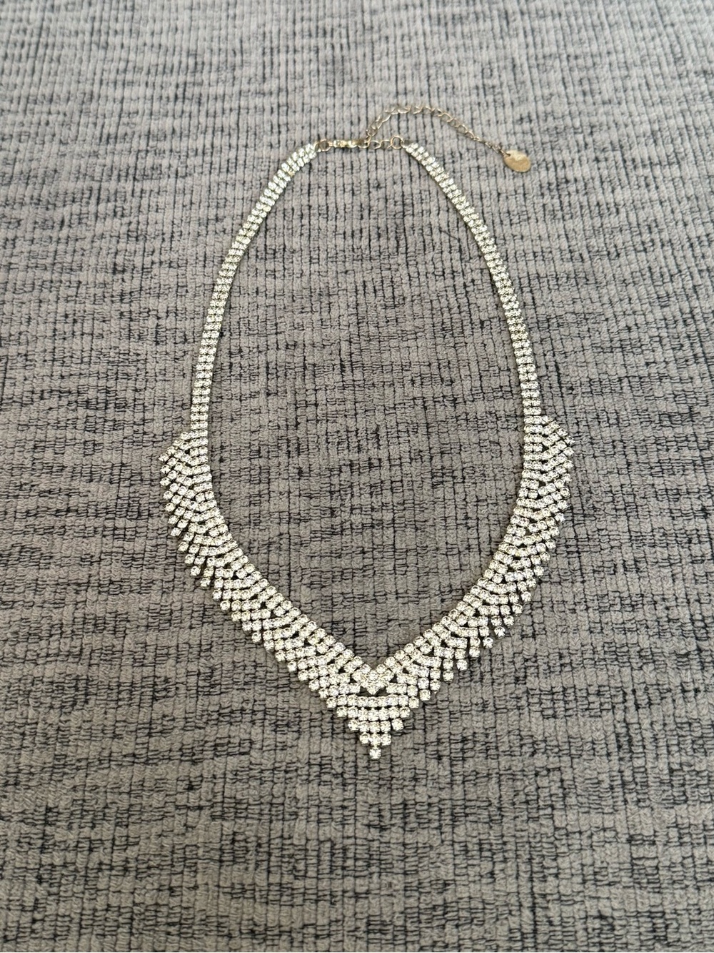 Silver Rhinestone Costume Necklace